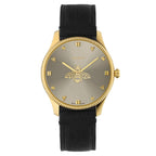 Gucci G Timeless Gold Tone Black Leather Quartz Watch Ya1264181