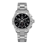 Tag Heuer Aquaracer Quartz Chronograph Black Dial Silver Steel Strap Watch For Men CAY1110 BA0927