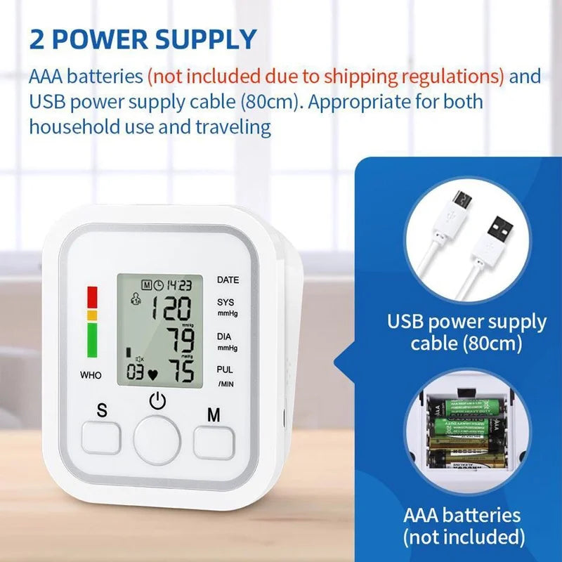 Automatic Tonometer Arm Blood Pressure Monitor LED Display