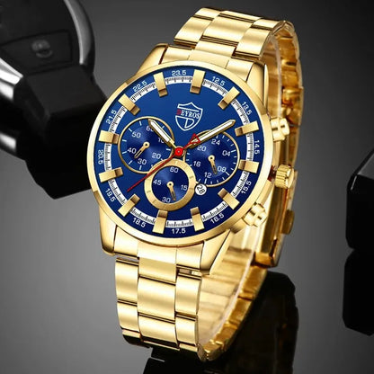 Men's Fashion Quartz Watch: Stainless Steel, Luminous, Calendar