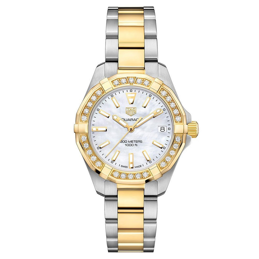 Tag Heuer Aquaracer Diamonds Mother Of Pearl Dial Two Tone Steel Strap Watch For Women WBD1321 BB0320