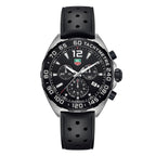 Tag Heuer Formula 1 Quartz Chronograph 43mm Mens Watch Stainless Steel Case With Black Rubber Strap Black Dial 1