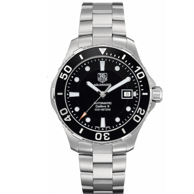 Tag Heuer Aquaracer Automatic Caliber 5 Black Dial Silver Steel Strap Watch For Men WAN2110 BA0822