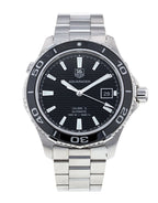 Tag Heuer Aquaracer Caliber 5 Automatic Black Dial Silver Steel Strap Watch For Men WAK2110 BA0830