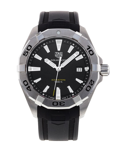 Tag Heuer Aquaracer Quartz Black Dial Black Rubber Strap Watch For Men WBD1110 FT8021