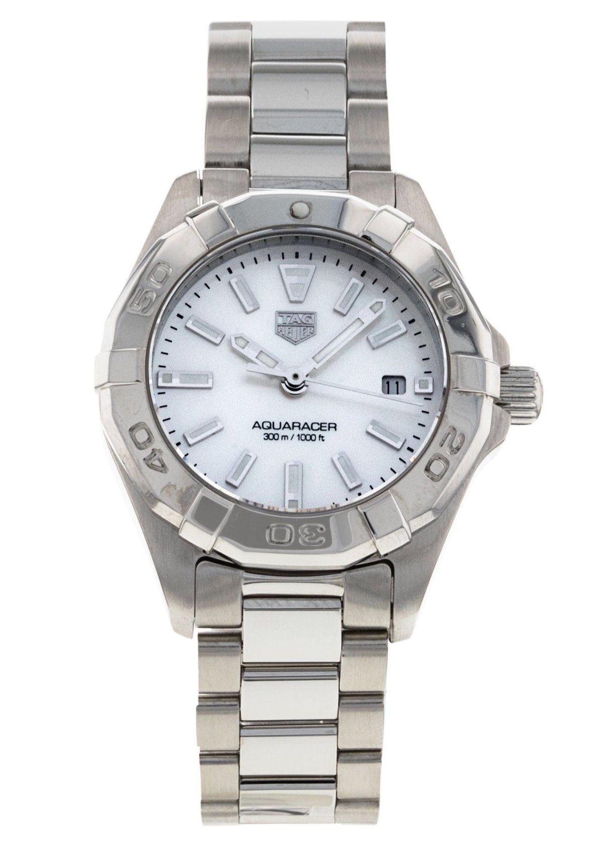 Tag Heuer Aquaracer Quartz Mother Of Pearl White Dial Silver Steel Strap Watch For Women WBD1411 BA0741