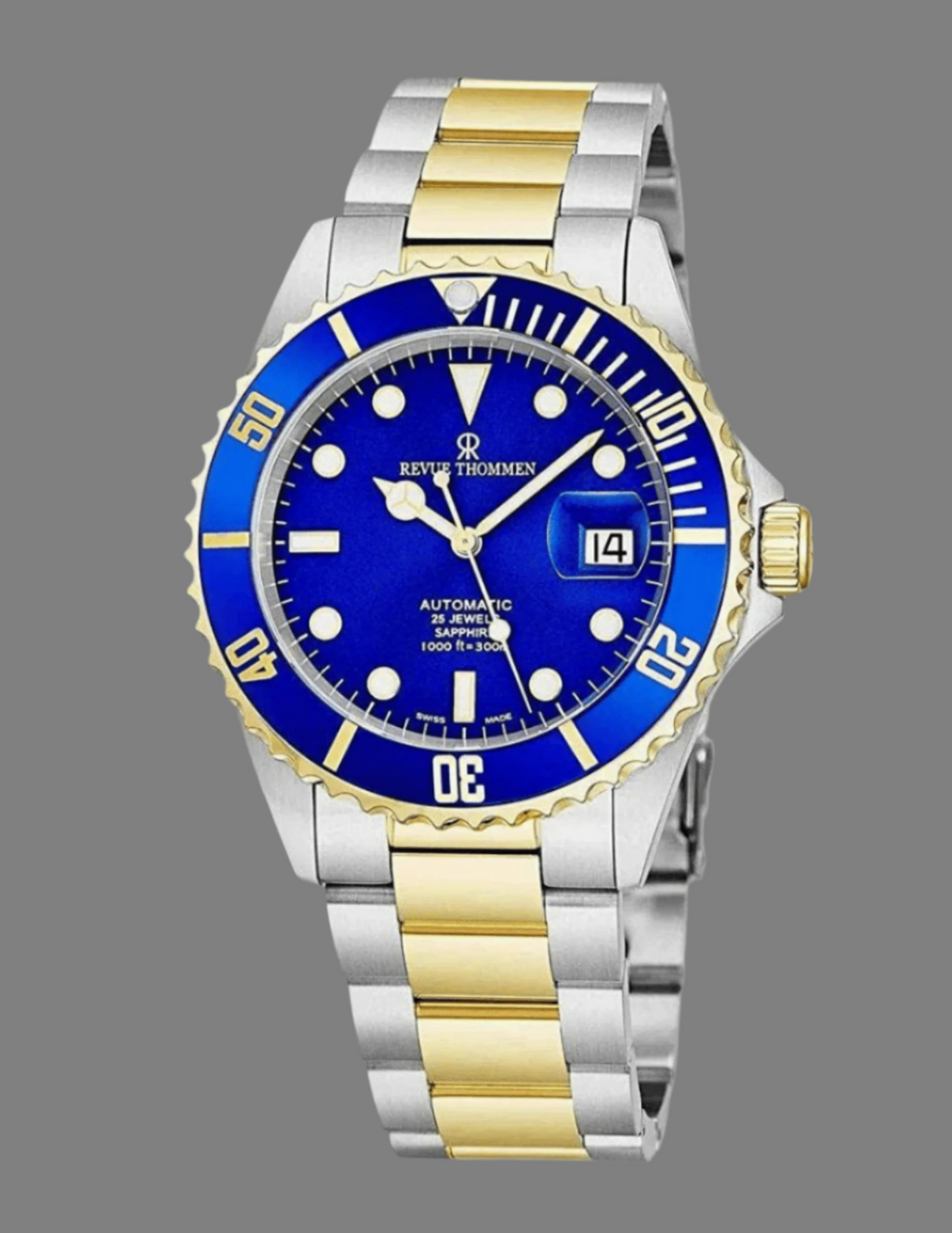 Revue Thommen 17571.2145 Diver Blue Dial Two Tone Stainless Steel Swiss Automatic Watch
