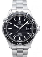 Tag Heuer Aquaracer Caliber 5 Automatic Black Dial Silver Steel Strap Watch For Men WAK2110 BA0830
