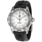 Tag Heuer Aquaracer Caliber 5 White Dial Black Rubber Strap Watch For Men WAY2111 FT8021