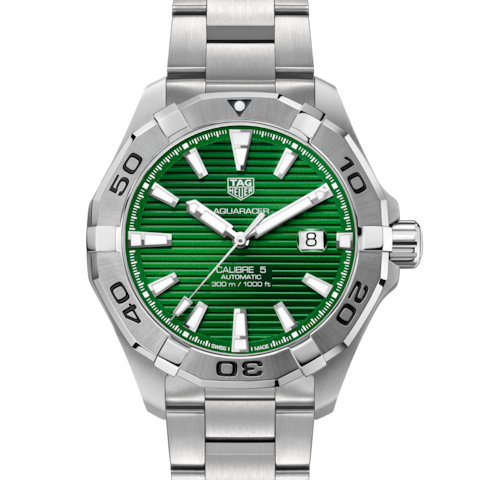 TAG Heuer Aquaracer Calibre 5 Green Dial Automatic Men's Watch, 43mm — WAY2015.BA0927