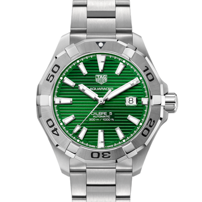 TAG Heuer Aquaracer Calibre 5 Green Dial Automatic Men's Watch, 43mm — WAY2015.BA0927