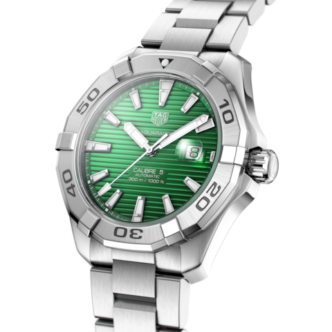 TAG Heuer Aquaracer Calibre 5 Green Dial Automatic Men's Watch, 43mm — WAY2015.BA0927