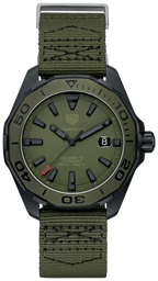 Tag Heuer Aquaracer Automatic Green Dial Khakhi Green Nylon Strap Watch For Men WAY208E FC8222