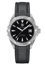 Tag Heuer Aquaracer Caliber 5 Automatic Black Dial Black Rubber Strap Watch For Men WAY2113 FT8021