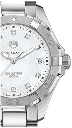 Tag Heuer Aquaracer Diamonds Mother Of Pearl Dial Silver Steel Strap Watch For Women WBD131B BA0748
