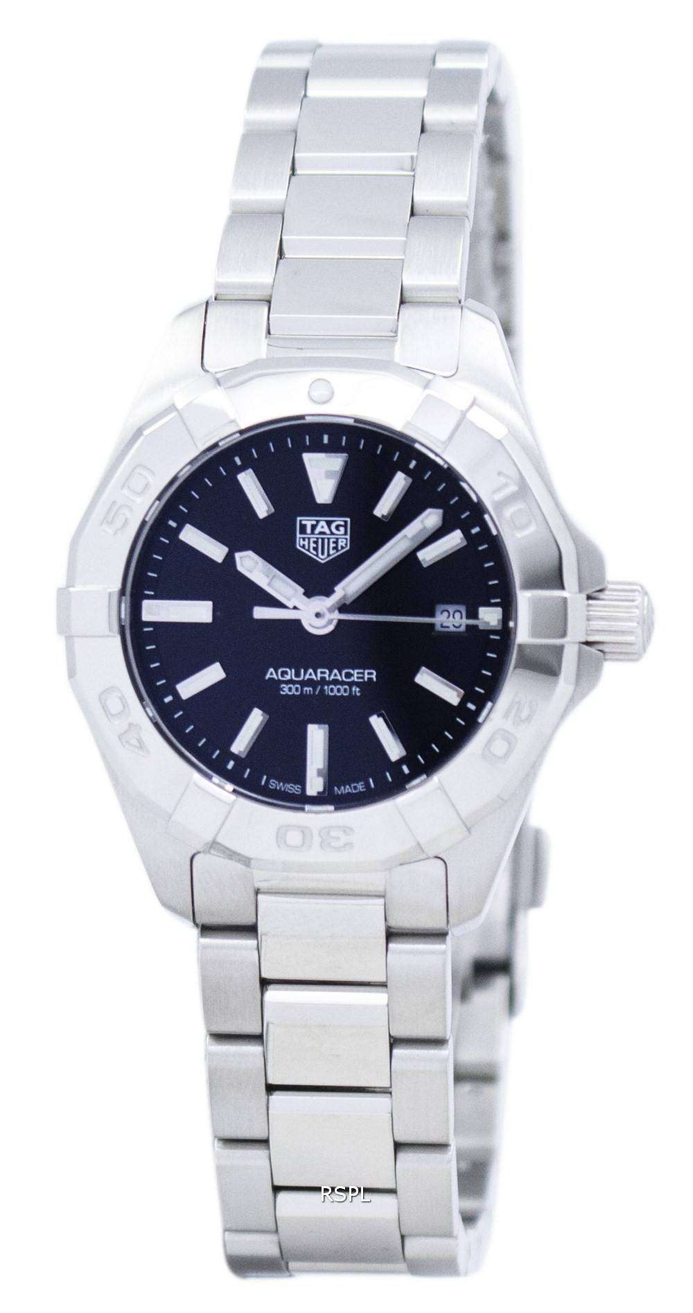 Tag Heuer Aquaracer Quartz Black Dial Silver Steel Strap Watch For Women WBD1410 BA0741