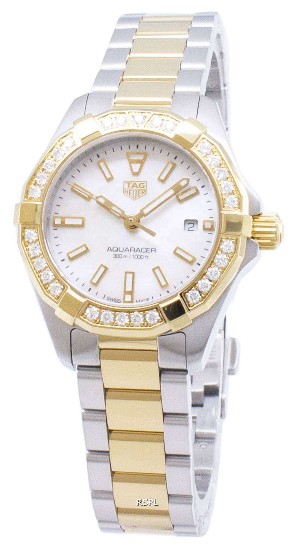 Tag Heuer Aquaracer Diamonds Mother Of Pearl Dial Two Tone Steel Strap Watch For Women WBD1421 BB0321