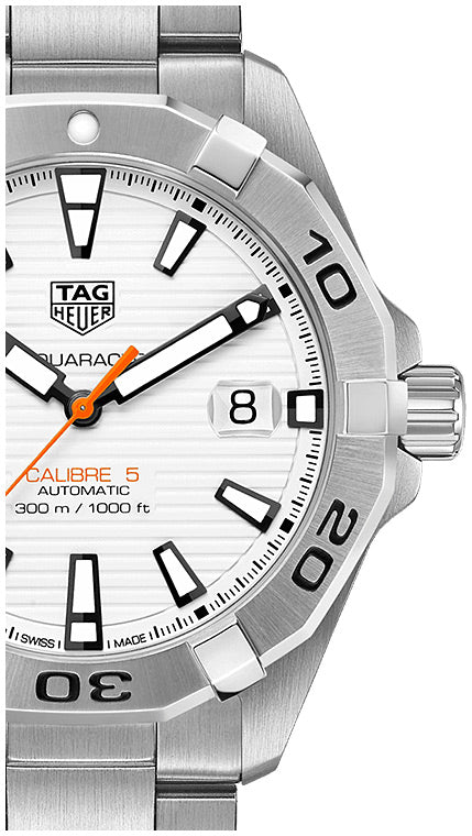 Tag Heuer Aquaracer Automatic White Dial Silver Steel Strap Watch For Men WBD2111 BA0928