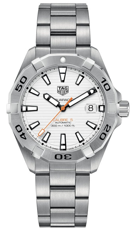 Tag Heuer Aquaracer Automatic White Dial Silver Steel Strap Watch For Men WBD2111 BA0928