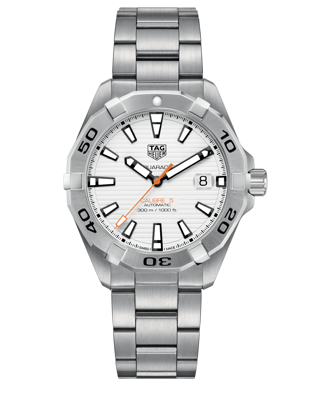 Tag Heuer Aquaracer Automatic White Dial Silver Steel Strap Watch For Men WBD2111 BA0928