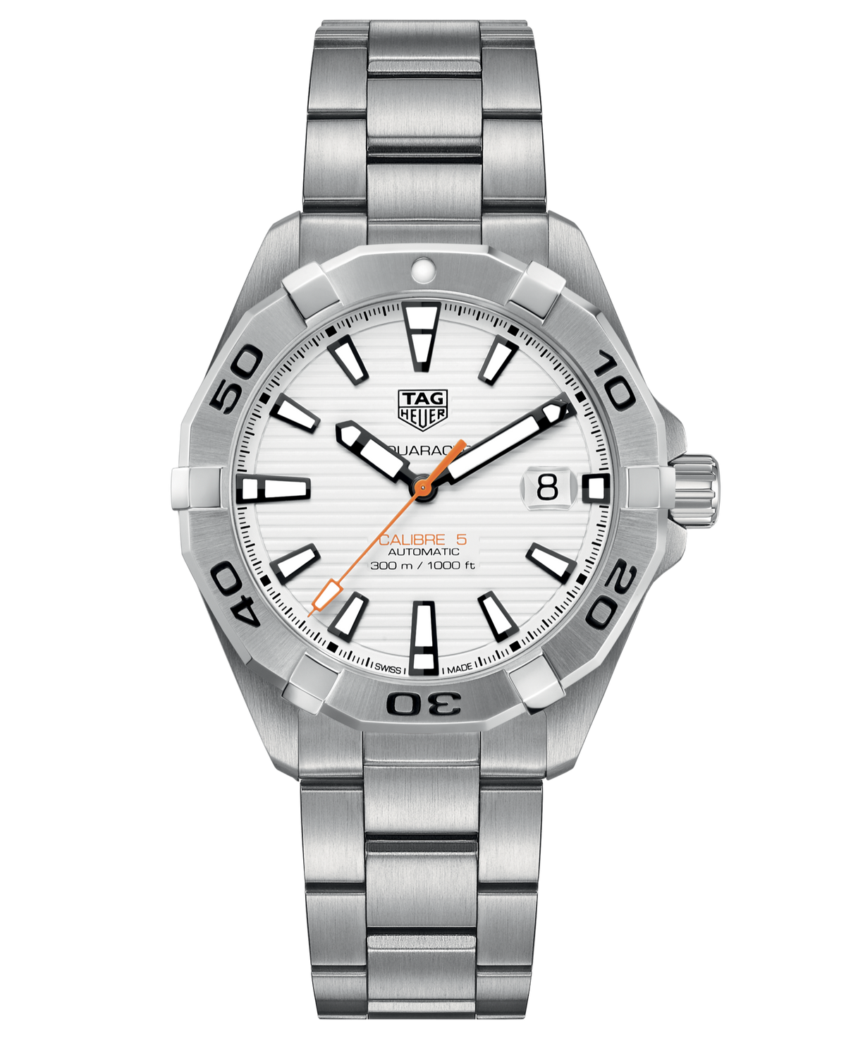 Tag Heuer Aquaracer Automatic White Dial Silver Steel Strap Watch For Men WBD2111 BA0928