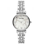 Emporio Armani Ar11170 Ladies Silver White Marble Watch