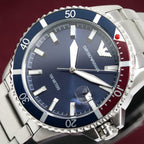 Emporio Armani Ar11339 Men S Diver Steel Blue Watch