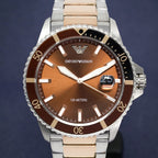 Emporio Armani Ar11340 Men S Diver Two Tone Rose Gold Watch