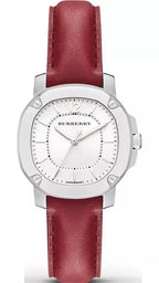 Burberry Brit The Britain White Dial Red Leather Strap Watch For Women Bby1705