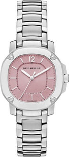 Burberry The Britain Pink Dial Silver Steel Strap Watch For Women Bby1704