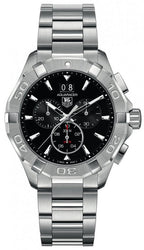 Tag Heuer Aquaracer Quartz Chronograph Black Dial Silver Steel Strap Watch For Men CAY1110 BA0927