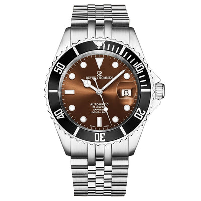 Revue Thommen 17571.2221 Men's 'Diver' Brown Dial Stainless Steel Bracelet Automatic Watch