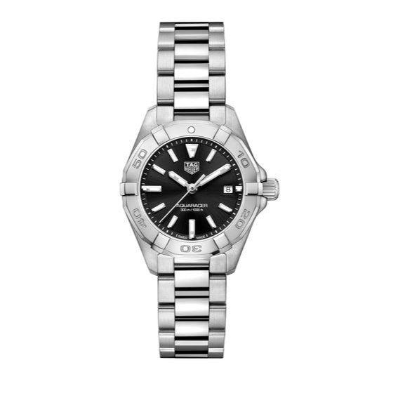 Tag Heuer Aquaracer Quartz Black Dial Silver Steel Strap Watch For Women WBD1410 BA0741