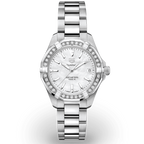Tag Heuer Aquaracer Diamonds Mother Of Pearl Dial Silver Steel Strap Watch For Women WBD1313 BA0740