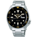 Seiko 5 Sports Black Dial Silver Stainless Steel Bracelet Automatic Mens Watch Srpd57k1