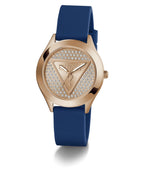 Ladies Glitz Plaque Rose Gold Tone Silicone Watch Gw0745l4