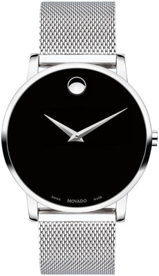 Movado Museum Classic Men's Watch, Black Dial, Mesh Bracelet — 0607219