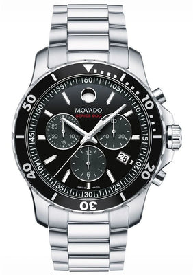 Movado Series 800 Chronograph Men's Watch, 42mm Black Dial, Stainless Steel — 2600142