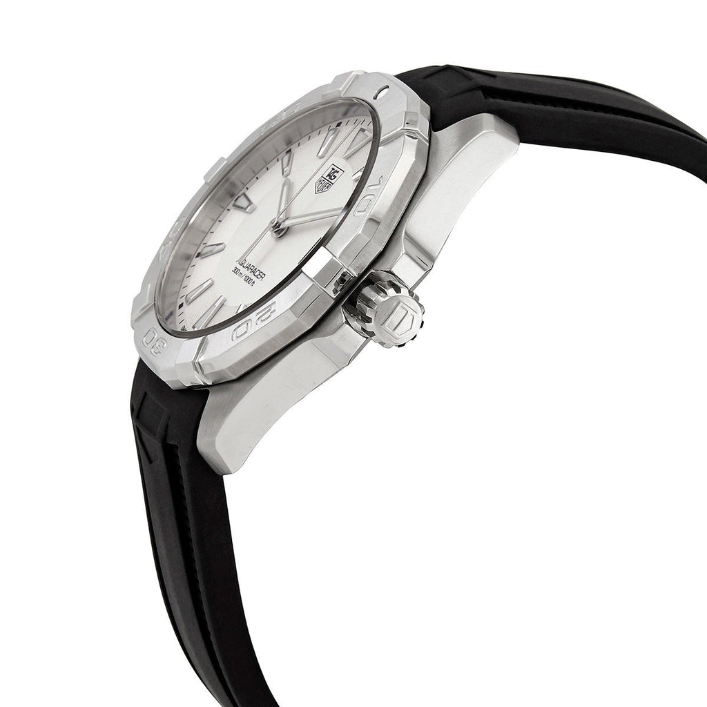 Tag Heuer Aquaracer Caliber 5 White Dial Black Rubber Strap Watch For Men WAY2111 FT8021