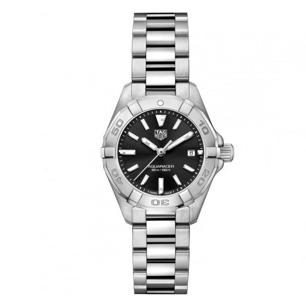 Tag Heuer Aquaracer Quartz Black Dial Silver Steel Strap Watch For Women WBD1410 BA0741