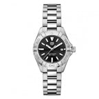 Tag Heuer Aquaracer Quartz Black Dial Silver Steel Strap Watch For Women WBD1410 BA0741
