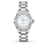 Tag Heuer Aquaracer Diamonds Mother Of Pearl White Dial Silver Steel Strap Watch For Women WBD131C BA0748