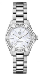 Tag Heuer Aquaracer Diamonds Mother Of Pearl White Dial Silver Steel Strap Watch For Women WBD1413 BA0741