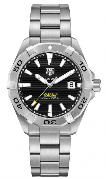Tag Heuer Aquaracer Automatic Caliber 5 Black Dial Silver Steel Strap Watch For Men WBD2110 BA0928