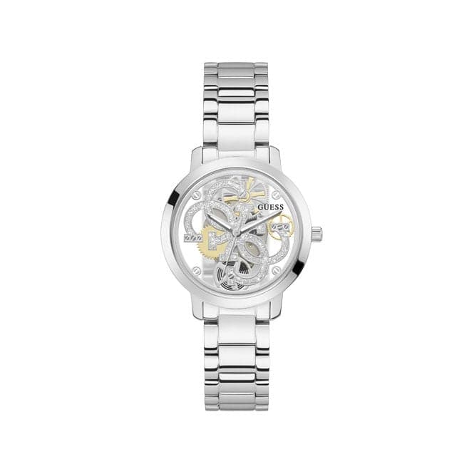 Guess Watches Quattro Clear Ladies Trend Silver Stainless Steel Watch GW0300L1