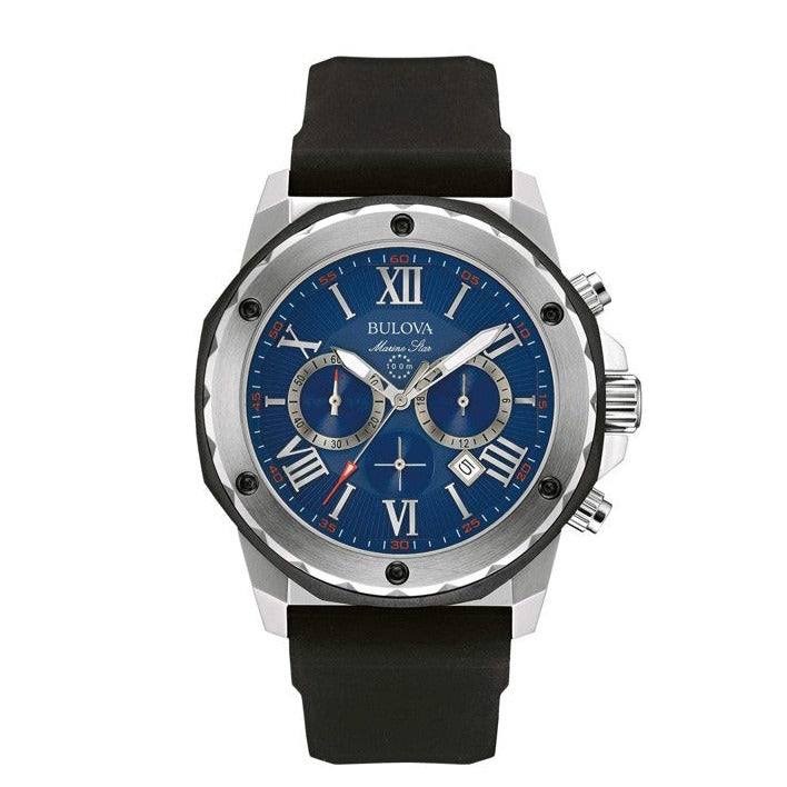 Bulova Marine Star Chronograph Men's Blue Dial Watch 98B258