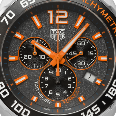 Tag Heuer Formula 1 Chronograph Ceramic Black Dial Silver Steel Strap Watch For Men Caz101ah Ba0842