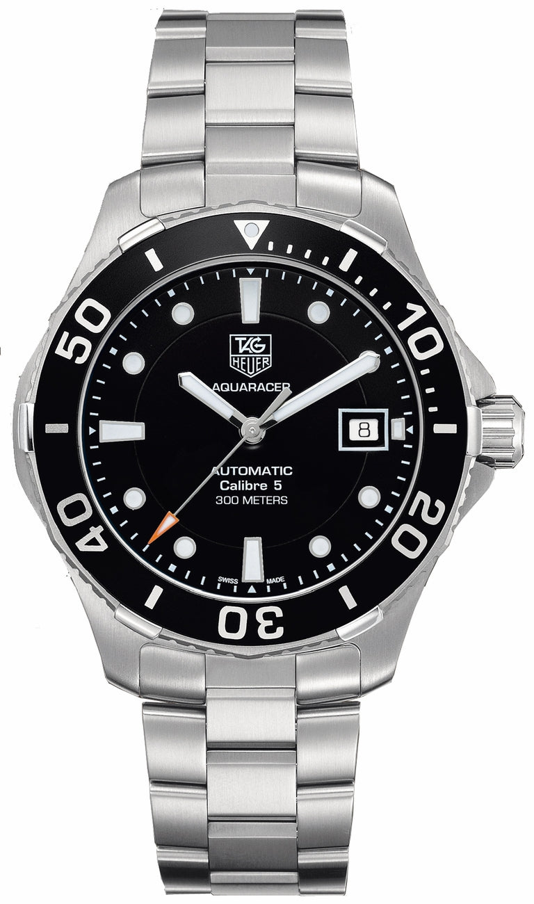 Tag Heuer Aquaracer Automatic Caliber 5 Black Dial Silver Steel Strap Watch For Men WAN2110 BA0822
