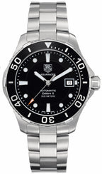 Tag Heuer Aquaracer Automatic Caliber 5 Black Dial Silver Steel Strap Watch For Men WAN2110 BA0822