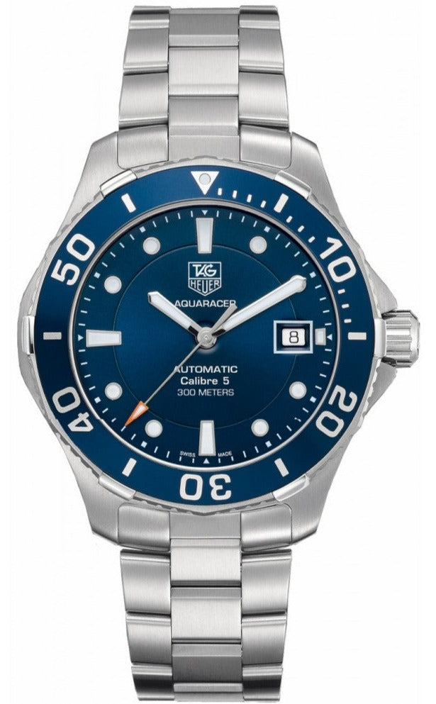 Tag Heuer Aquaracer Caliber 5 Automatic Blue Dial Silver Steel Strap Watch For Men WAN2111 BA0822